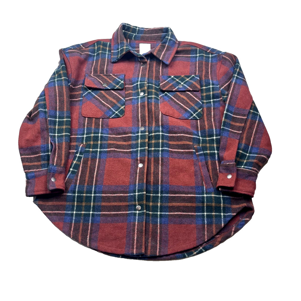 Fornia Los Angeles Mens Flannel Jacket Medium Red Blue Snap